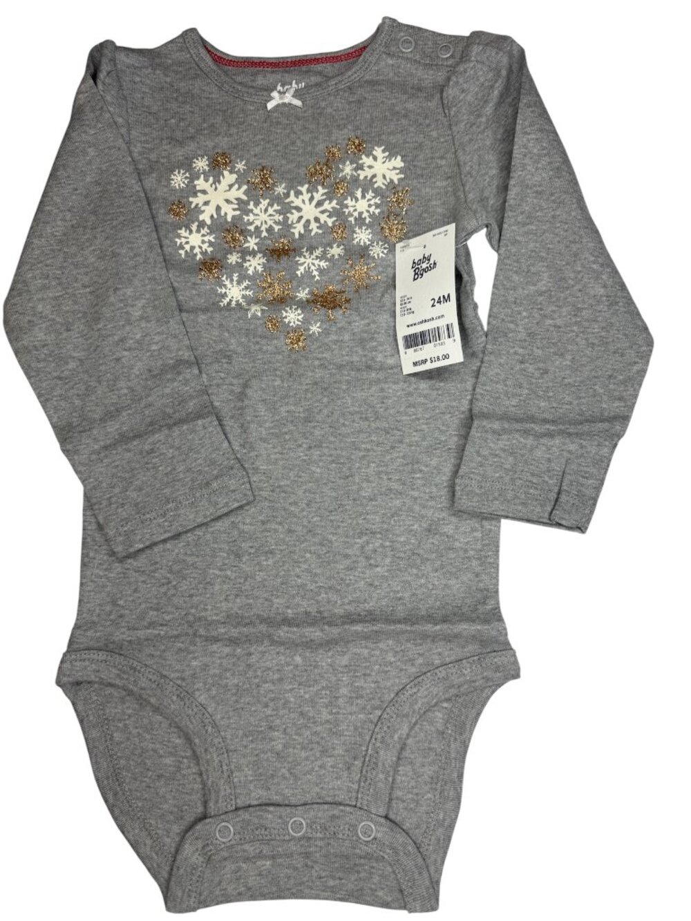 Baby B’gosh by OshKosh Girls Long Sleeve Snowflake Heart Bodysuit 24 Month